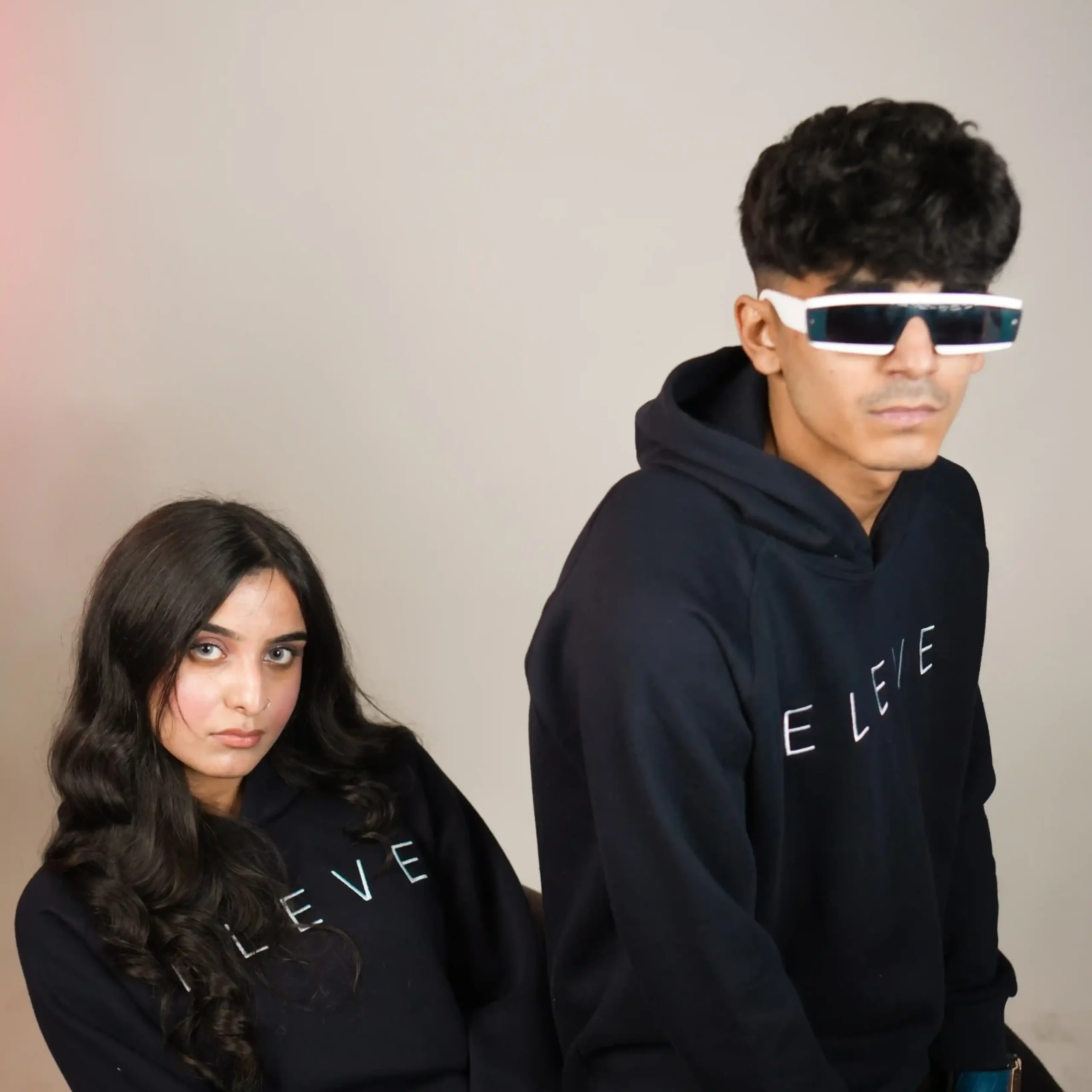 Navy Blue Embroidered Fleece Hoodie